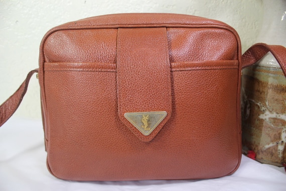 ysl brown leather handbag messenger  