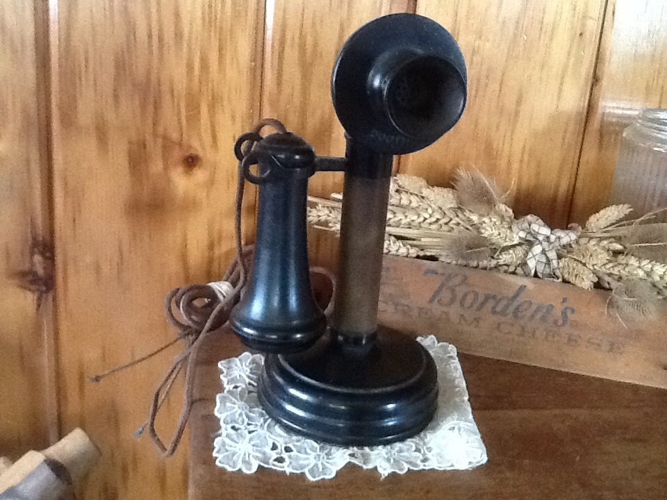 Antique Candlestick Telephone 1907 Kellogg by stonecottagemill