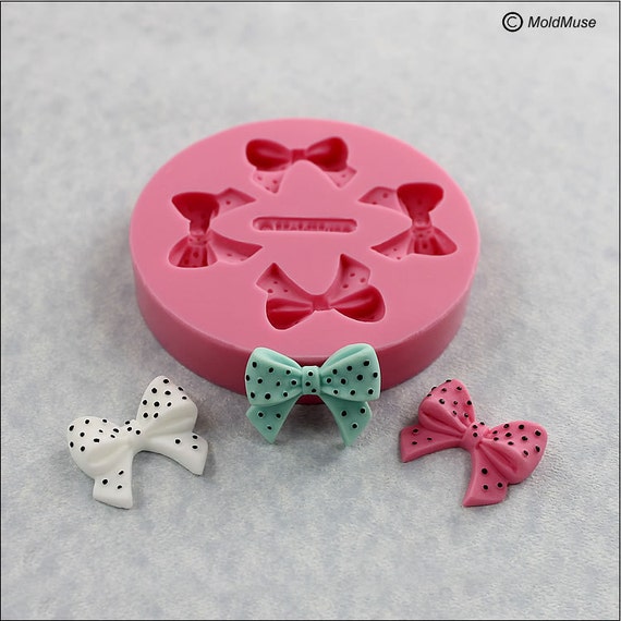 Bow Silicone Mold with Polka Dots Fondant Candy Resin