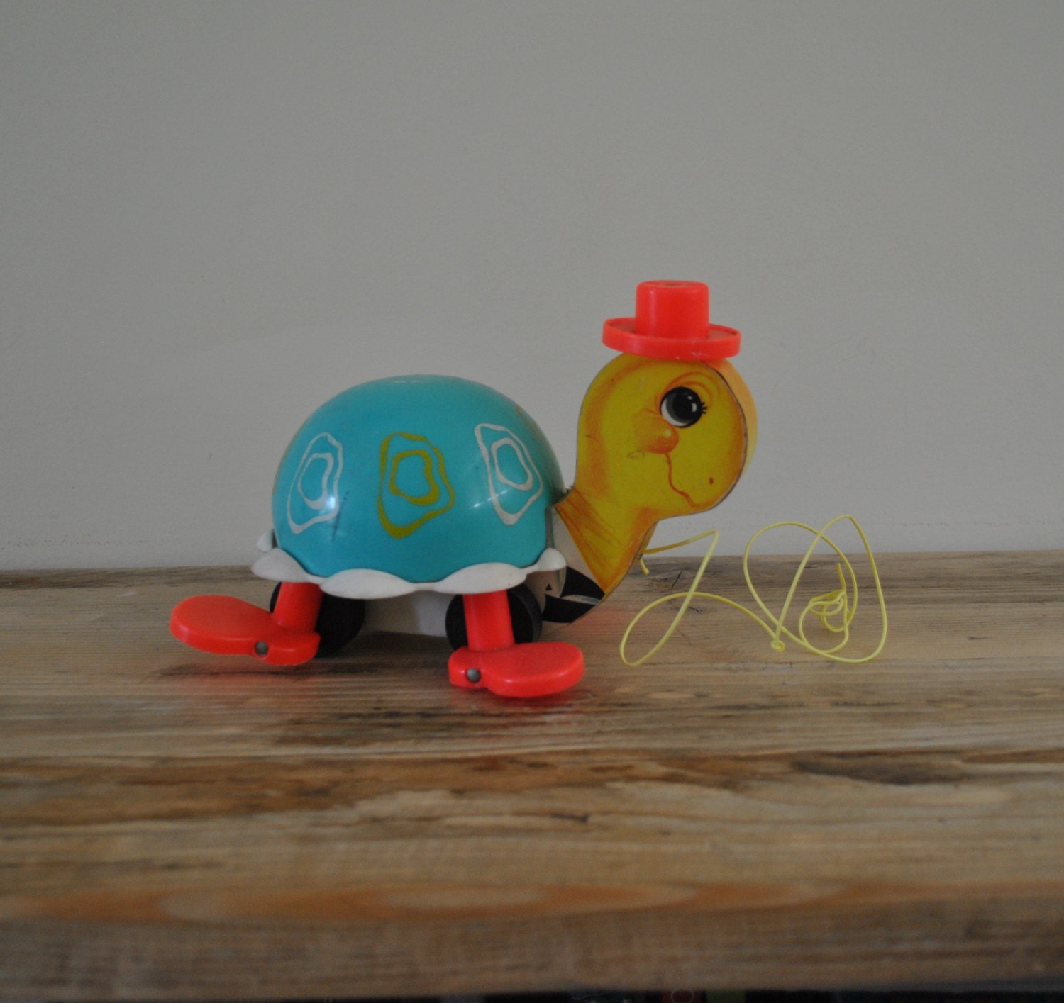 Vintage Fisher Price pull along turtle toy by TheVintageCoopUK