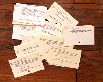 Dewey Decimal.. 100 Vintage Card Catalog Cards, Index Cards, Library Cards