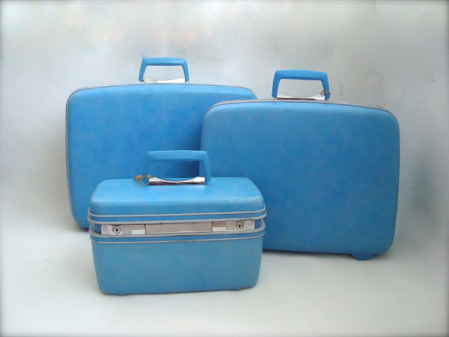 Samsonite Three Piece Sky Blue Luggage Set Hard Sided