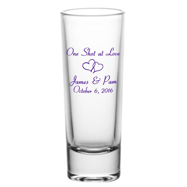 Personalized 2oz Tall Glass Tequila Shot Glasses Wedding Favor