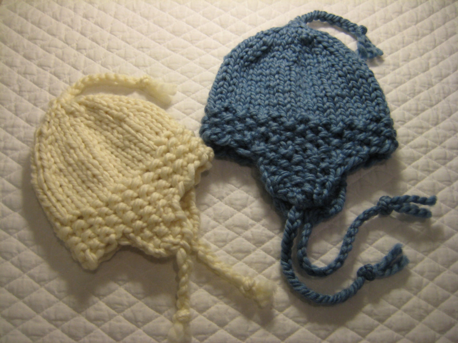 Bebeknits Quick Knit Ear Flap Baby Hat Knitting Pattern in 3