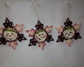 SNOWFLAKE wood ornament with snowman face