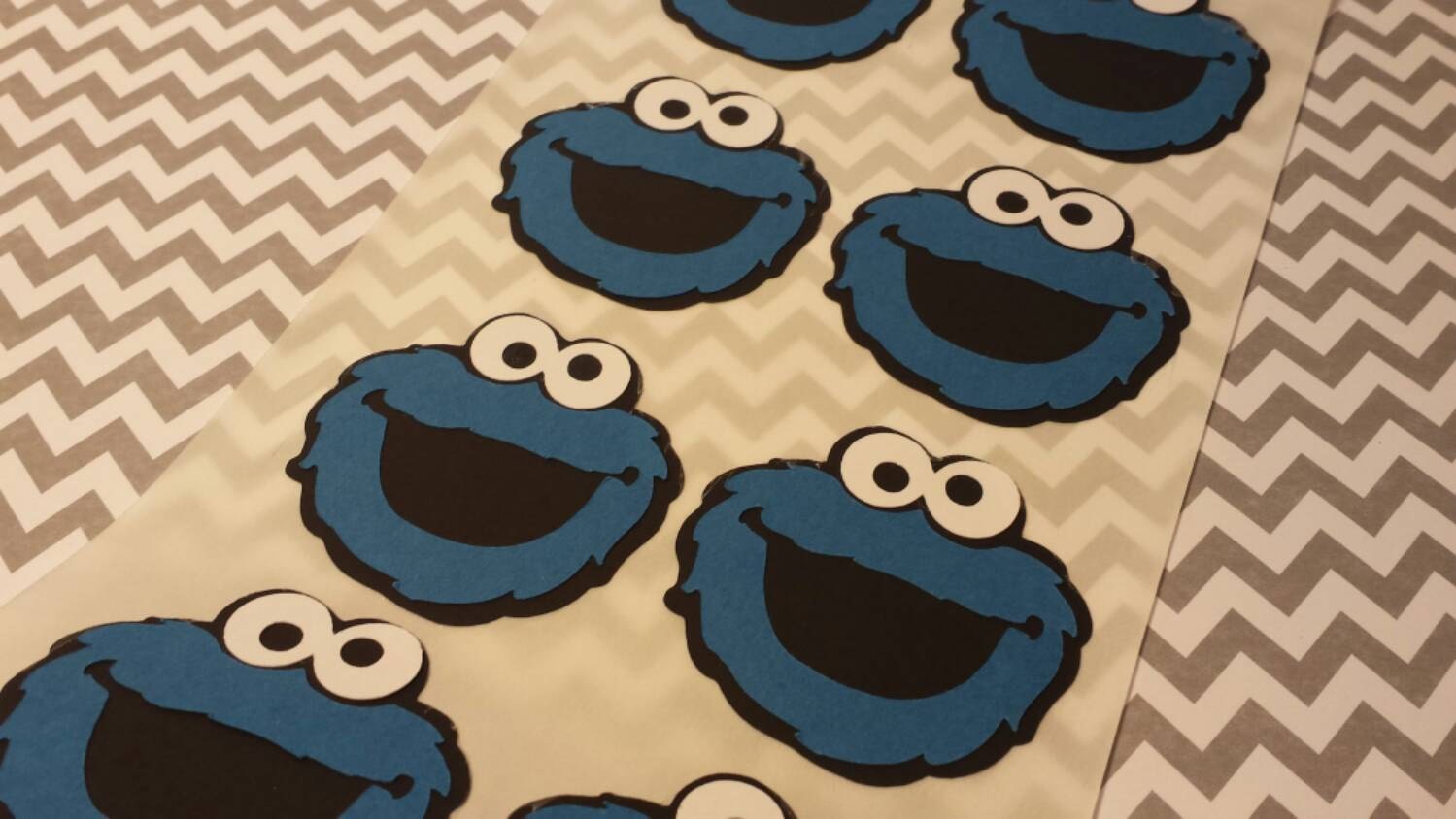 Cookie Monster Head Stickers Cut Outs Set of 10 2 Inches