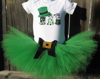 St Patrick's Day Tutu Set | Personalized Bodysuit with Tutu and Matching Headband | Birthday Photo Prop, Costume