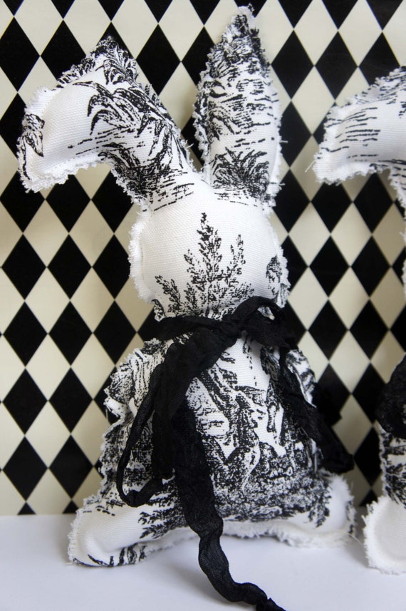 Black and White Toile Bunny Rabbit