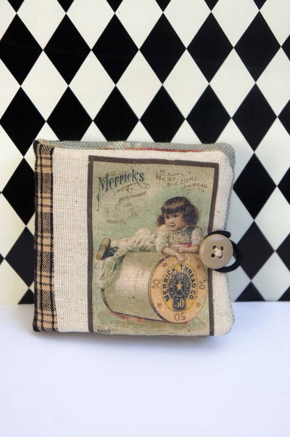 Needle Book Keep with Vintage Sewing Ad Image - OOAK