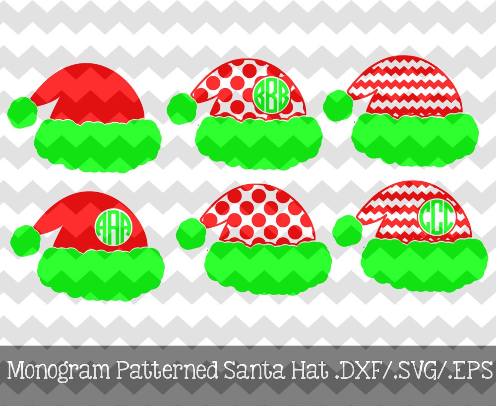 Christmas Monogram Santa Hats .DXF/.SVG/.EPS by KitaleighBoutique