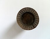 vintage filigree gold vase . vintage filigree decor . vintage gold filigree vase . shabby decor . gold vase . gold filigree storage