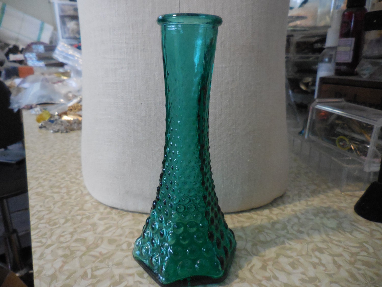 Vintage Hobnail Teal Bud Vase Small Brody Bumpy by KimsKreations17