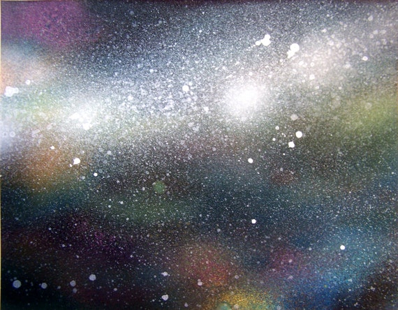 Spray Paint Art Space Star Cloud Poster Painting 14u0026quot; x 11u0026quot;
