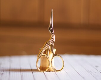 3-1/2" BOHIN Stork embroidery scissors : France French ciseaux de broderie counted cross stitch crewel needlepoint Mother's Day Easter