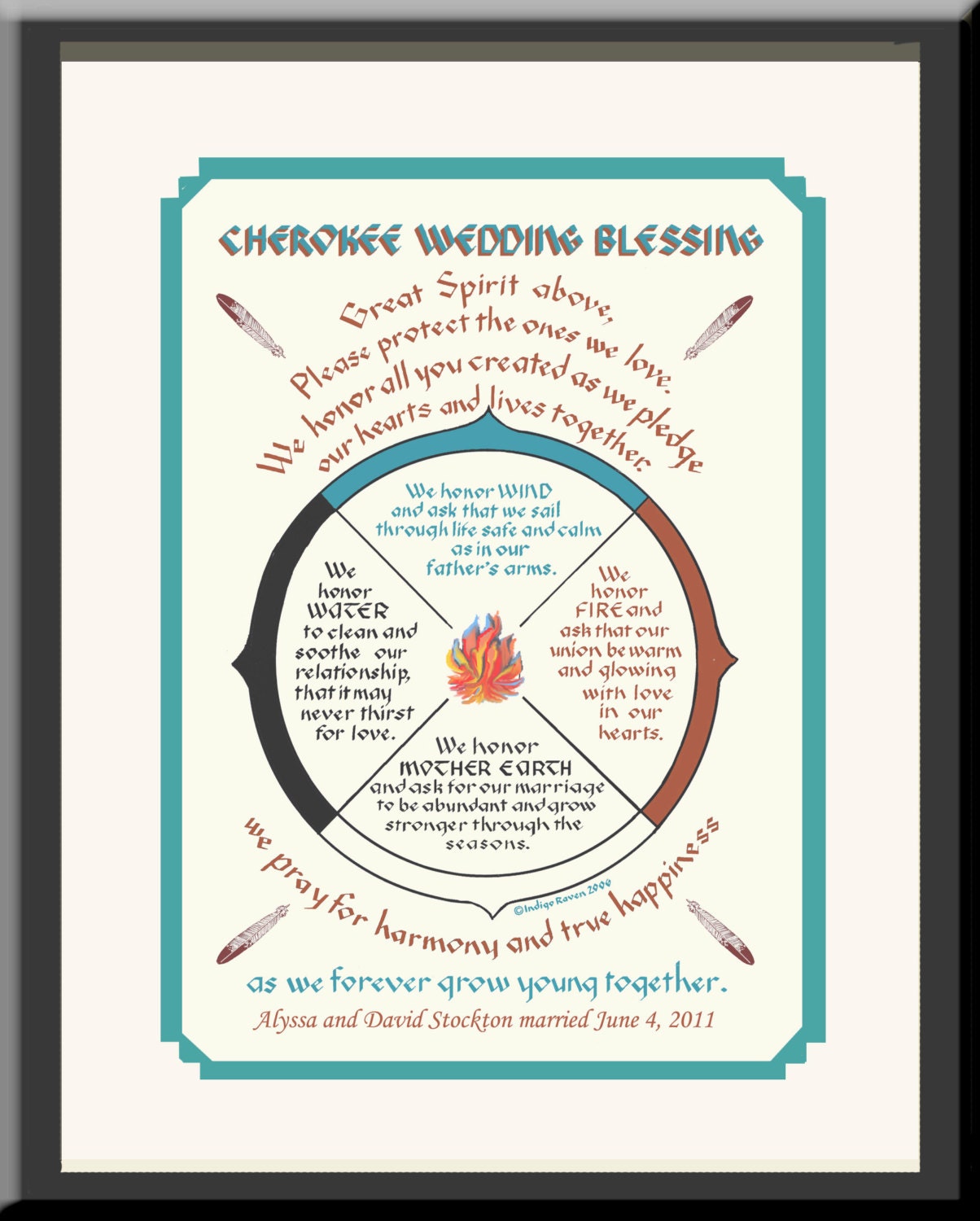 Personalized Wedding Gift Cherokee Wedding Blessing a Native