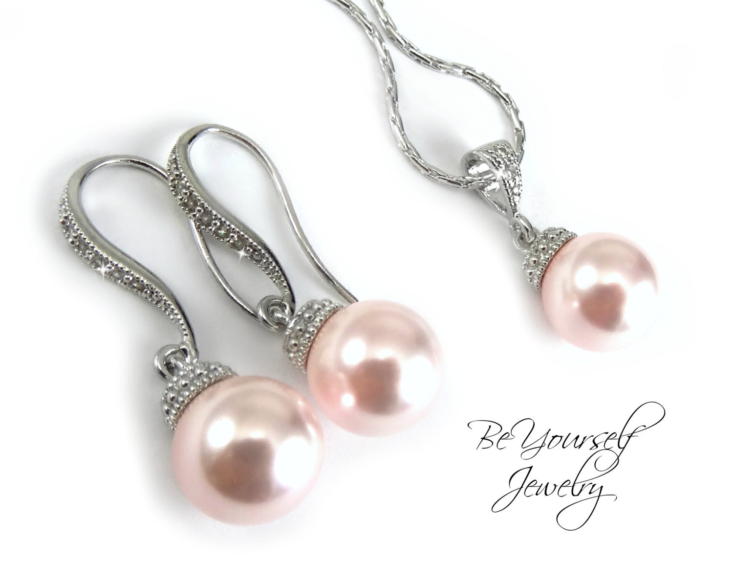 Blush Pearl Bridal Earrings Soft Pink Wedding Jewelry Pastel