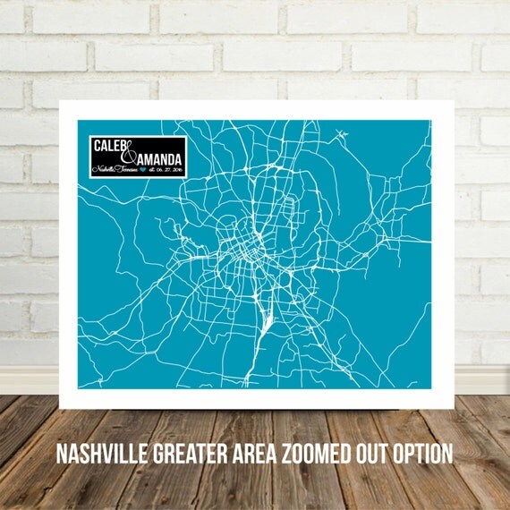... Personalized Nashville Map Nashville Wedding Tennessee Wedding Art