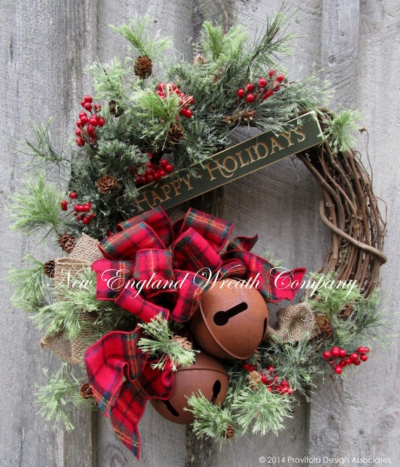 Christmas Wreath Holiday Wreath Sleigh Bells Country
