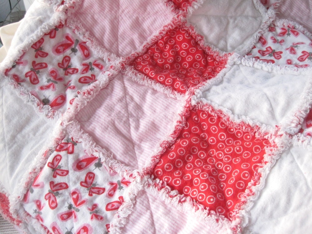 Cuddly Flannel Baby Rag Quilt / Frayed Edge Baby Blanket