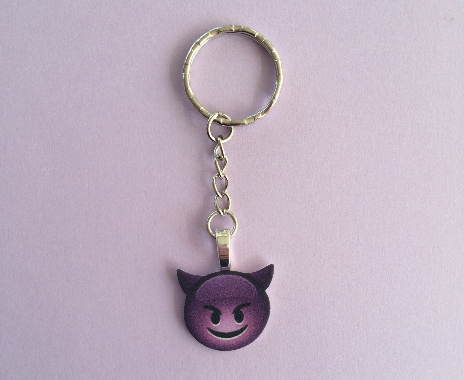 Devil Emoji keychain by SassyStickers on Etsy
