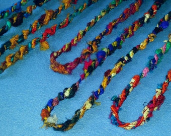 Fair Trade Recycled Sari Silk Rainbow Twist Fabric Necklace