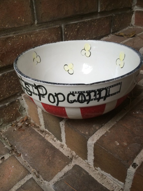 Personalized Large Ceramic Popcorn Bowl by EarthlyChic on Etsy