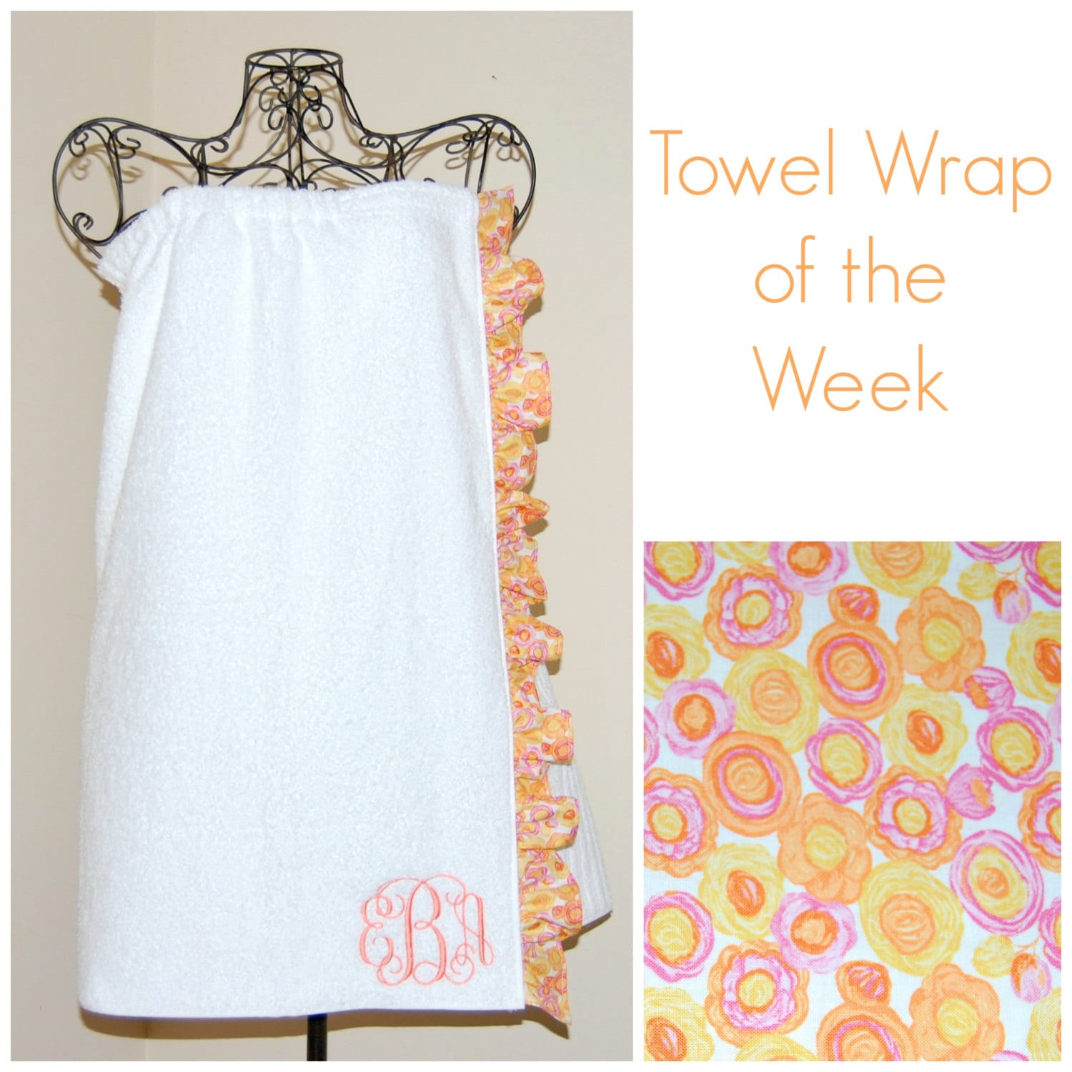 Monogrammed Terry Cloth Towel Wrap with a Floral by smberrier