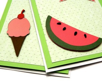 Fruit Note Cards - Summer Themed - Picnic Invitations - Thank You Cards - Stationary Sets - Blank Greeting Cards - Cricut Cards