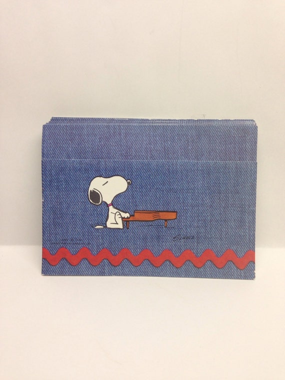 Vintage Hallmark Postalette Snoopy Playing the Piano Blue with