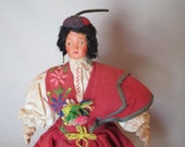 Doll, Vintage, Ethnic Traditional Costume, Unidentified Country, Detailed Hands, Movable Arms, Hand Made, Unusual Hat, Folk Art Doll Doll, Vintage, Ethnic Traditional Costume, Unidentified Country, Detailed Hands, Movable Arms, Hand Made, Unusual Hat, Folk Art Doll