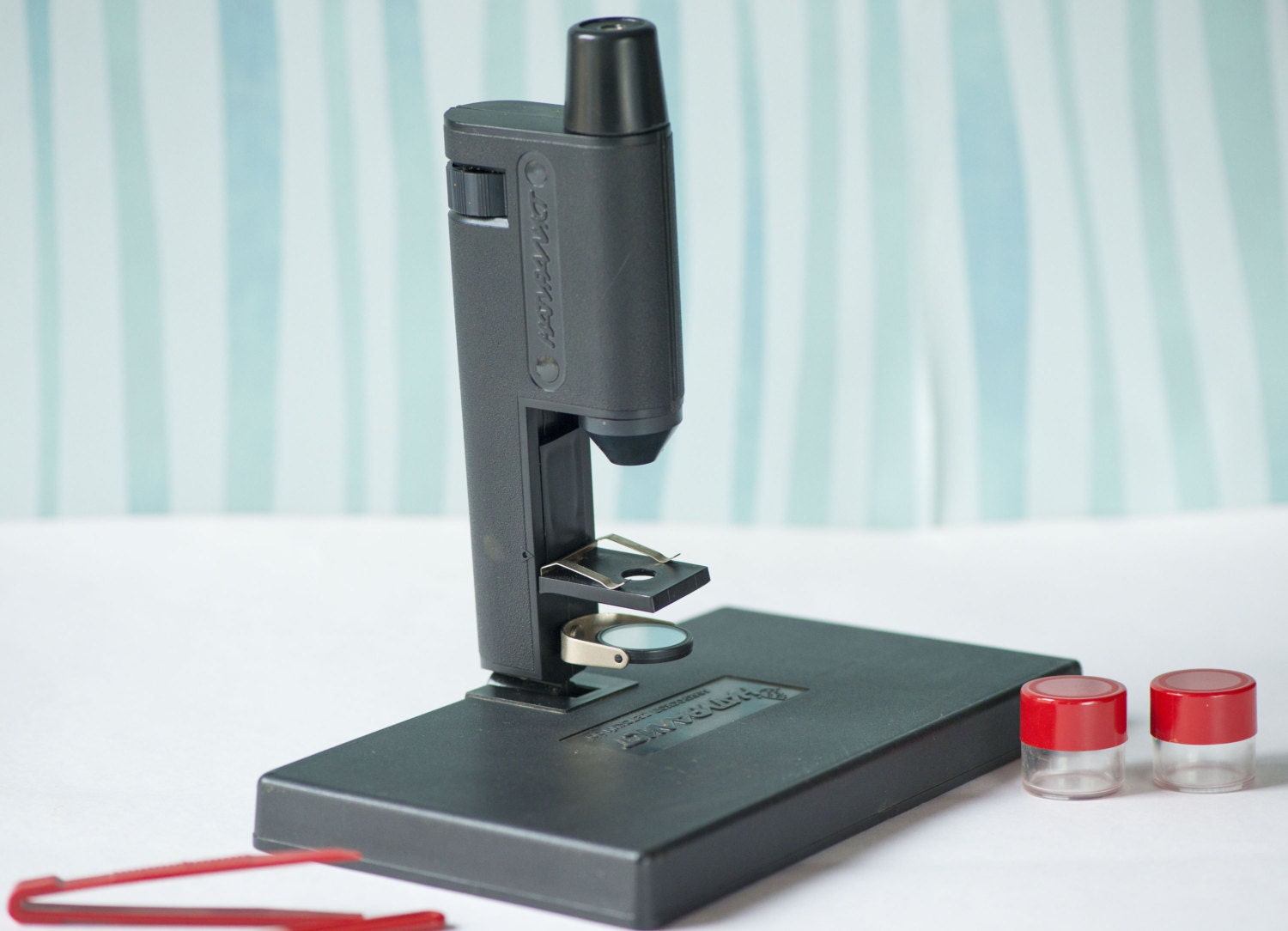 Vintage toy microscope Russian plastic microscope set kids