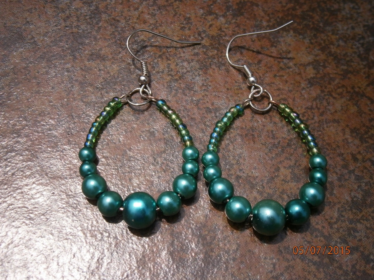 Memory Wire Hoop Earrings Glass Pearl Earrings Women's