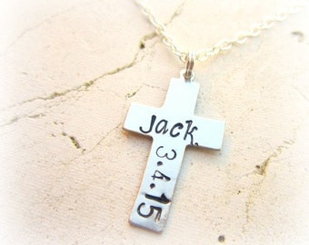Boys First Communion Gift.Boys First Communion Necklace.Personalized Mens Cross Necklace.Confirmation Necklace.Boys Communion Jewelry