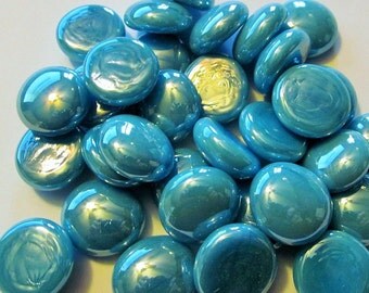 Aqua Blue Opal Gems, Nuggets, Flat Backed 30ct. Mosaic Tiles