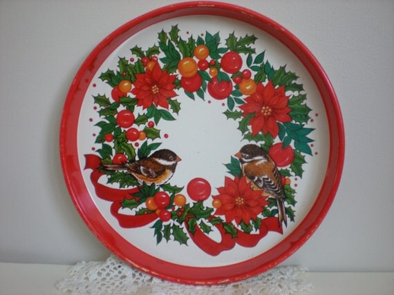 items similar to christmas serving tray large metal round items similar to christmas serving tray large metal round