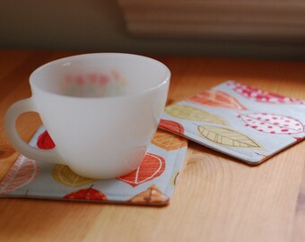 Fabric Coasters Set of 4 / Autumn Leaves