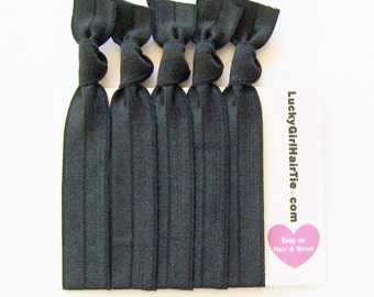 Hair Ties, Basic Black Value Pack, Lucky Girl Hair Ties, ponytail holder, elastic hair band, black hair ties