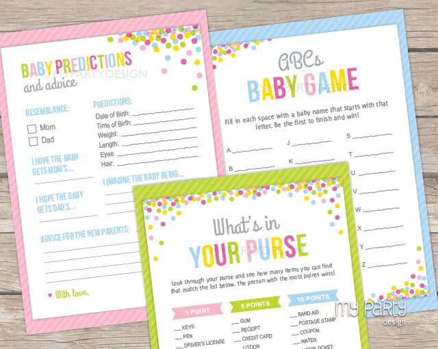 Baby Sprinkle Games Baby Shower Games Pack by mypartydesign