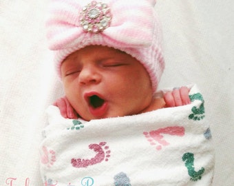 NEWBORN GIRL take home outfit Newborn Beanie with Bow Newborn Hospital Hat Girl Newborn baby girl infanteenie beanie