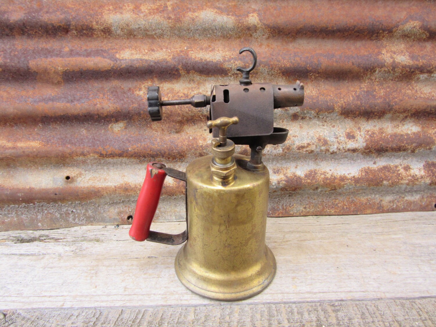 Blow Torch Antique Industrial RED Wood by