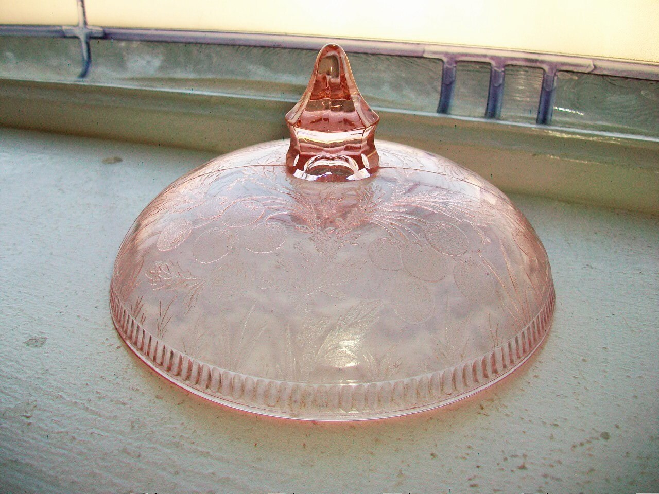 pink depression glass butter dish with lid