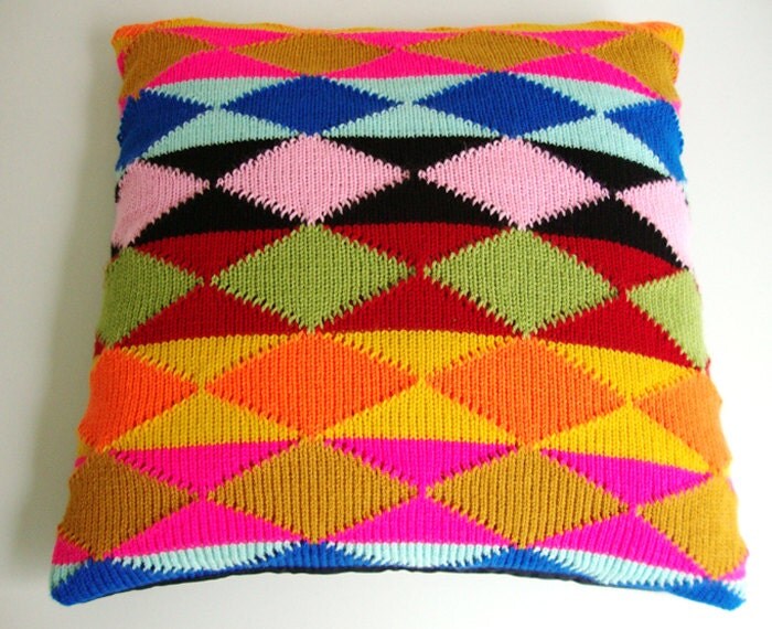 Pillow Cover Knitted Ethnic Pattern harlequin Geometric