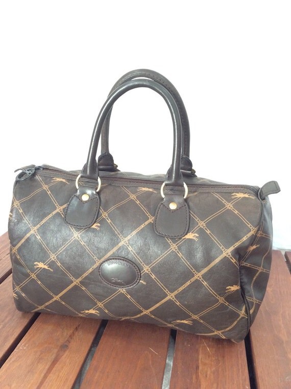 Vintage Authentic Longchamp Paris Brown Leather Satchel Bag