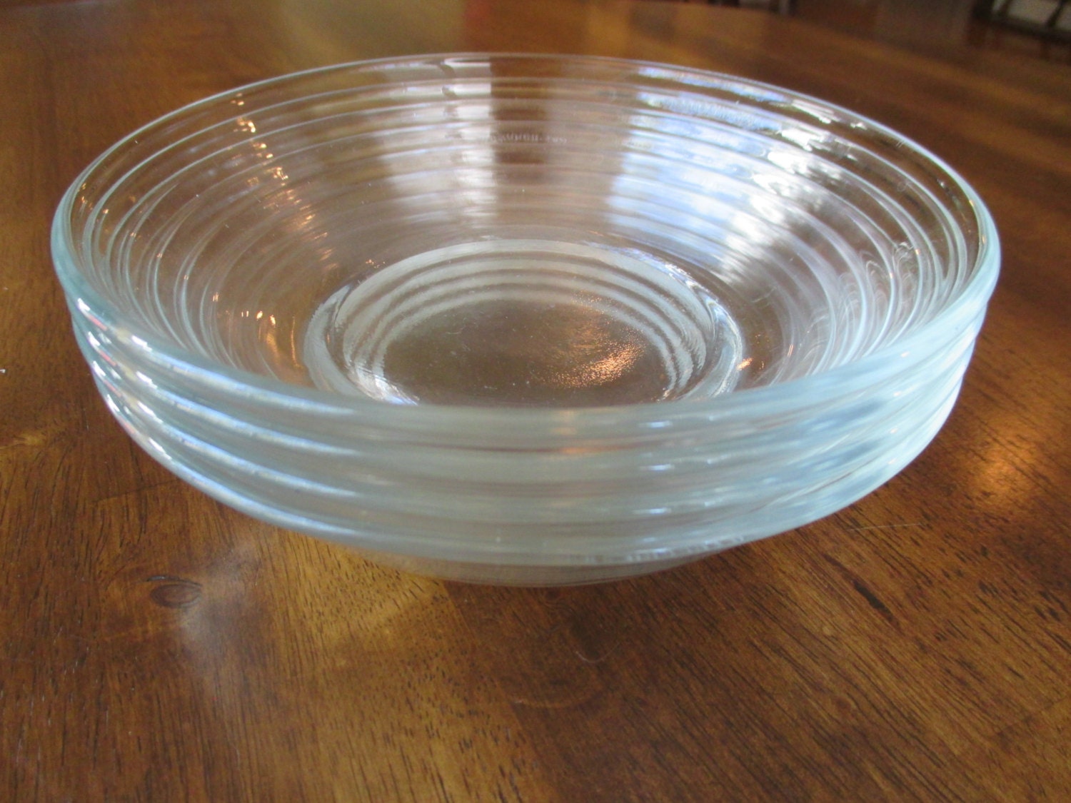 Ribbed Clear Glass Soup/Cereal Bowls Set of Four