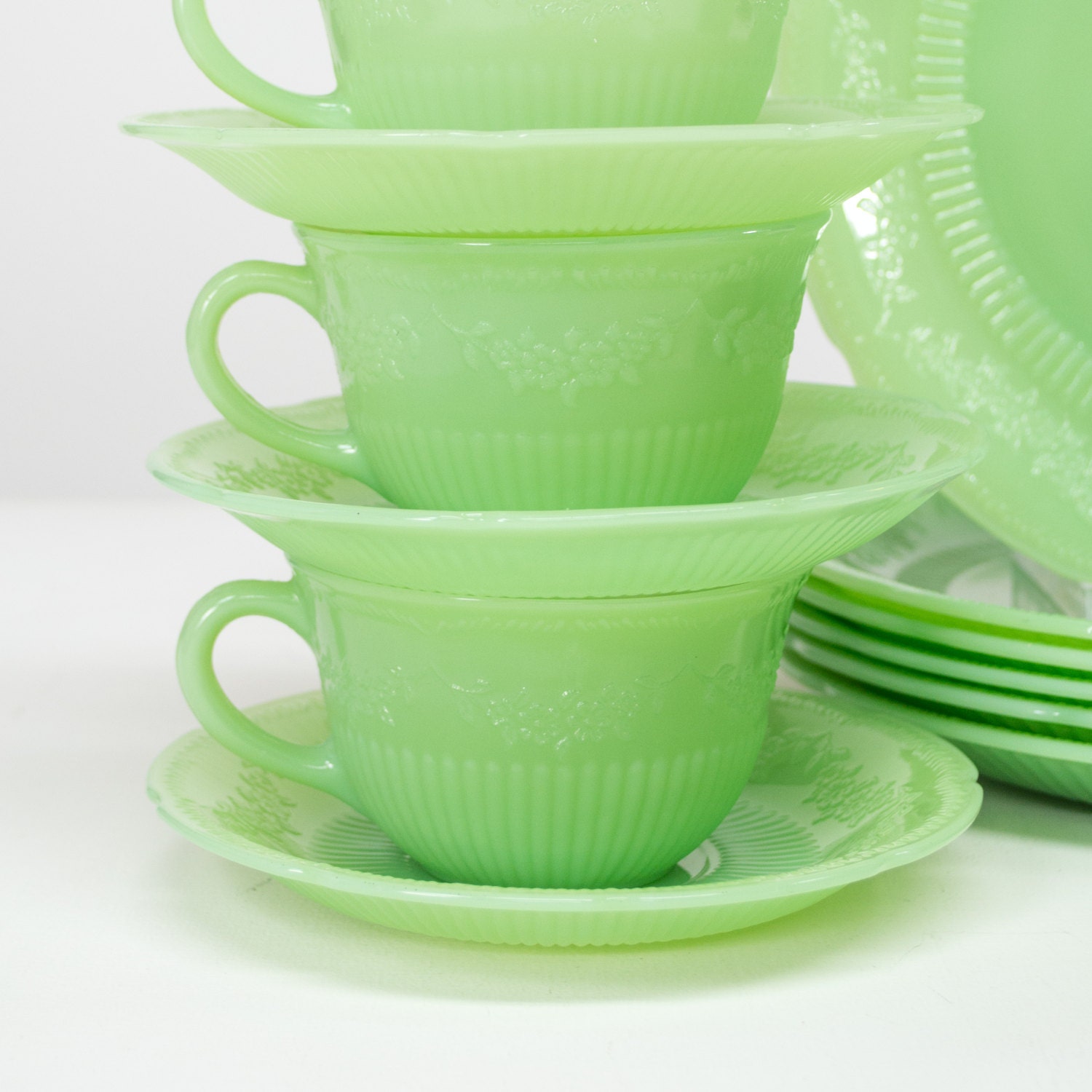 Fire King Jadeite Alice Dinnerware Set Jadite Alice Dinner