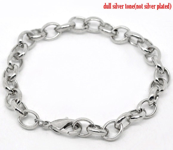 Antique Silver Bracelet Link Chain 18cm by HopscotchCraftSupply