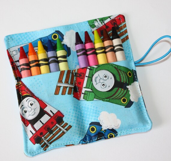 Crayon Rolls Party Favors Thomas Tank Engine Fabric Train Crayon Holder For 10 Crayons