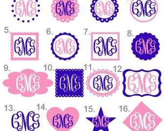 Personalized Vinyl Monogram Decal - one or two colors