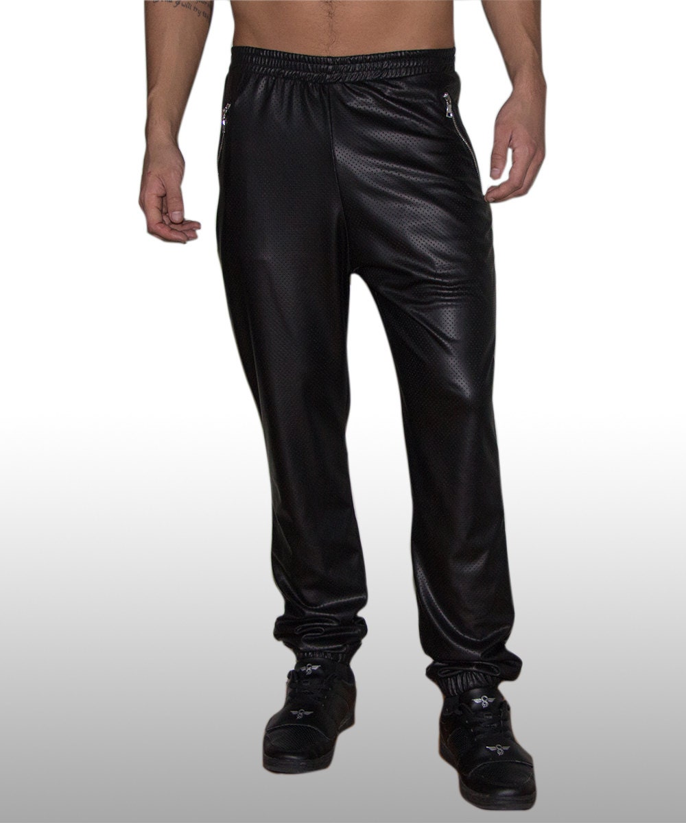 leather effect joggers