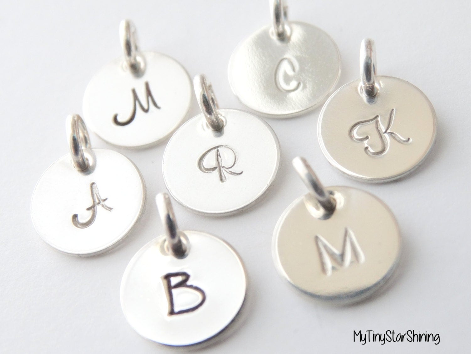 SILVER Initial Charm Initial Pendant Personalized Initial Charms Sterling Silver Initial Jewelry ...